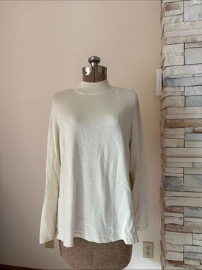 Coldwater Creek Cream Long-Sleeve Mock Neck Sweater